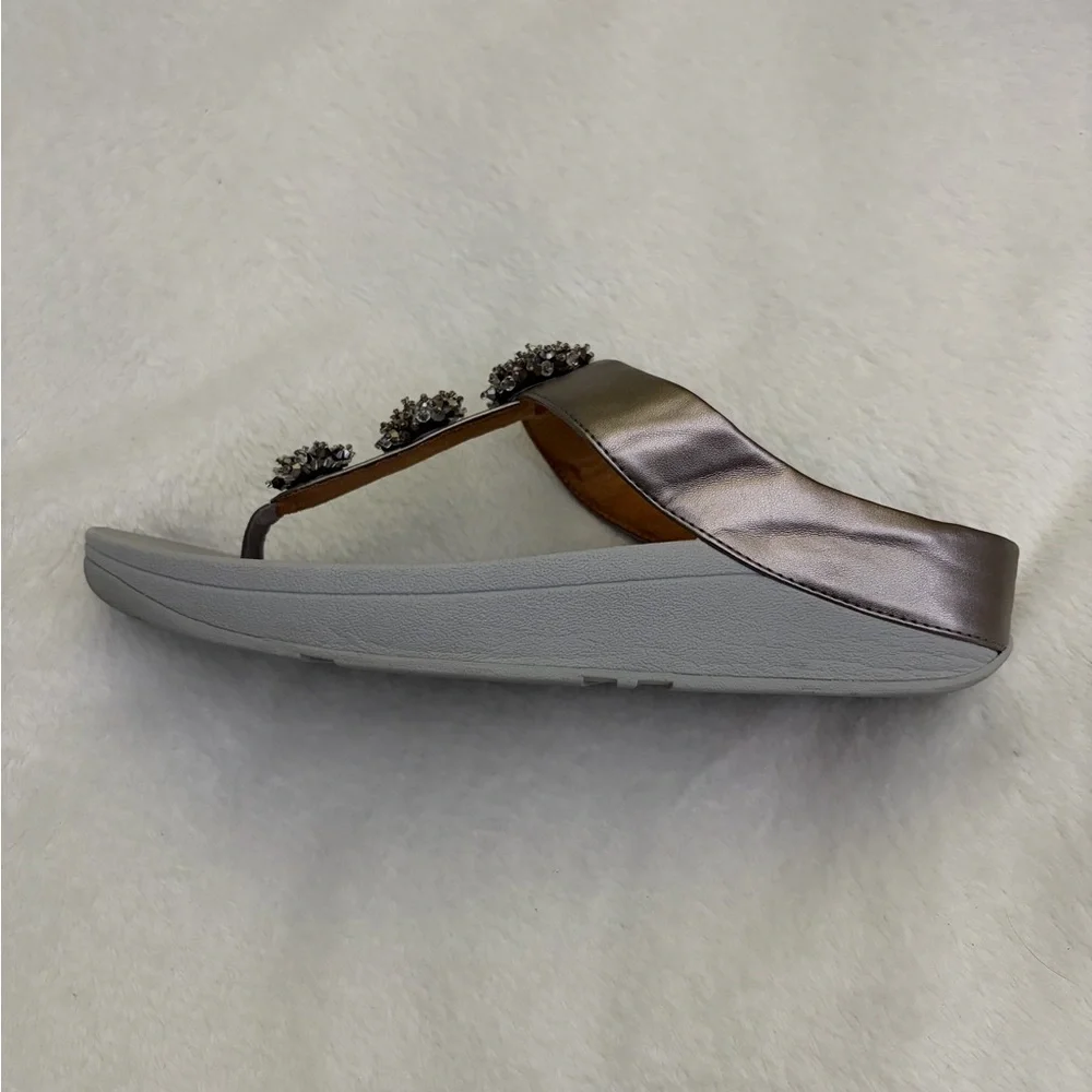 Fitflop Galaxy Toe-Thong Sandals‎ Rose Gold Metallic With Cristal Bead clusters